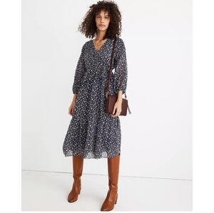 Madewell Tie-Waist Midi Dress in Harvest Vine Large